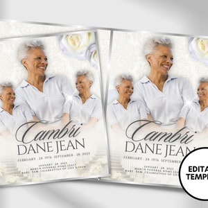 8.5&quot;x11&quot; BOOKLET Memorial program (4 pages) | Elegant Style Funeral Program |Celebration of Life |Keepsake |Digital Download |Canva Template