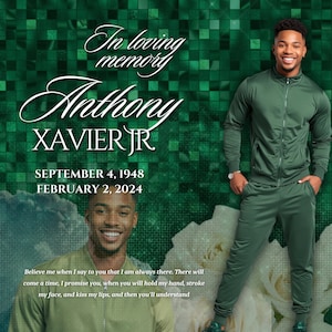 Sparkle Green Memorial Announcement Flyer, Memorial Flyer, FB, IG, Rest In Peace Funeral Invitation Template, D.I.Y Memorial Invite, Canva