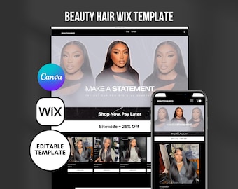 Beauty Hair Wix Website Template: Editable Canva Banners (Digital Download)