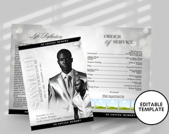 Silber Beerdigung Programm Vorlage: Feier des Lebens Andenken (Digitaler Download)