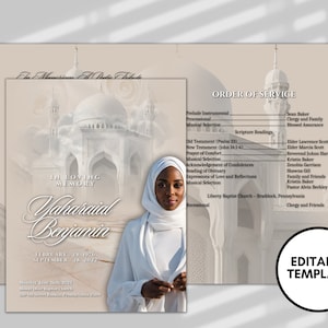 Islamic Funeral Program Template: Celebration of Life (Canva, 8.5&quot;x11&quot;)