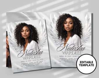 8 PAGE 8.5"x11" BOOKLET Memorial program| Luxury White Funeral Program |Celebration of Life|Keepsake|Digital Download |Canva Template