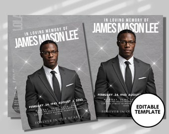 8 PAGE 8.5"x11" BOOKLET Memorial program| Light Grey Funeral Program |Celebration of Life|Keepsake|Digital Download |Canva Template