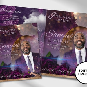 Unisex Funeral Program Template: Celebration of Life Keepsake (Digital Download)
