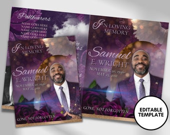 8.5"x11" BOOKLET Memorial program (8 pages)| Unisex Funeral Program |Celebration of Life |Keepsake |Digital Download |Canva Template