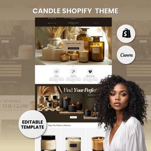 Tan & Black Candle Shopify Theme: Website Design Template