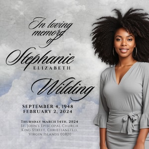 Ash Gray Memorial Announcement Flyer,Memorial Flyer, FB, IG, Rest In Peace Funeral Invitation Template, D.I.Y Memorial Invite, Canva