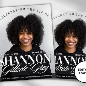 8.5&quot;x11&quot; BOOKLET Memorial program (4 pages)|blue cloud Style Funeral Program |Celebration of Life |Keepsake |Digital Download|Canva Template
