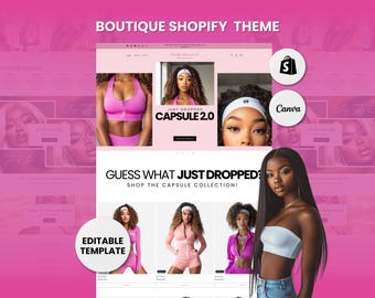 Pink Boutique Shopify Theme: Active Wear Website Design, Editable Banners