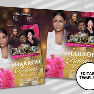 Elegant mall för begravningsprogram: Lila och gul bokeh (Canva-mall)