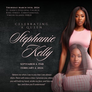 Pink and Black Memorial Announcement Flyer,Memorial Flyer,FB,IG, Rest In Peace Funeral Invitation Template, D.I.Y Memorial Invite,Canva