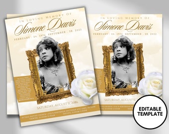 8.5"x11" BOOKLET Memorial program (8 pages) | Elegant Style Funeral Program |Celebration of Life |Keepsake |Digital Download |Canva Template