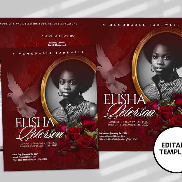 Obituary Template Etsy
