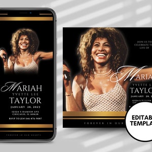 Brown and Black Funeral Announcement  Flyer, Memorial Flyer,h Rest In Peace Funeral Invitation Template, D.I.Y Memorial Invite, Canva
