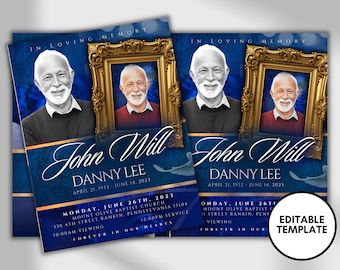 8.5"x11" BOOKLET Memorial program (4 pages) | Elegant Style Funeral Program |Celebration of Life |Keepsake |Digital Download |Canva Template