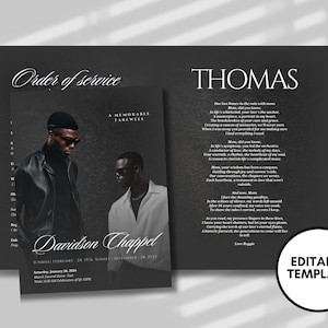 8 5 quot x 11 quot Black and Grey Obituary Template (8 Pages) Men #39 s Grey Funeral