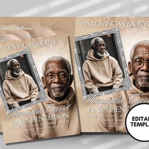 Luxury Beige Funeral Program Template: Celebration of Life Keepsake (Digital Download)