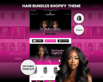 Pink Hair Shopify Theme: Editable Banners, Website Design