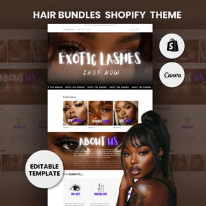 Lash Tech Shopify-themasjabloon, bronzen wimperthema, website voor Lash Techs Shopify-websiteontwerp, Shopify-banners