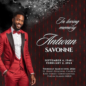 Red and Black Memorial Announcement  Flyer, Memorial Flyer, FB, IG, Rest In Peace Funeral Invitation Template, D.I.Y Memorial Invite, Canva