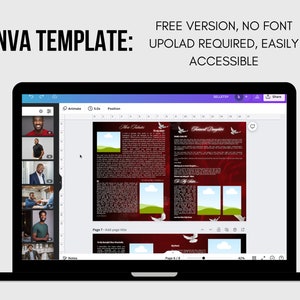 8.5x11 BOOKLET Memorial program 16 pages Mens Red Funeral Program Celebration of Life Keepsake Digital Download Canva Template image 4