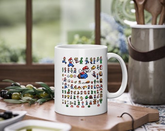 Gaming mug, Mario 8 bit coffee mug for gamers coffee mug gift idea tea cup with saying funny gaming fans, funny tea cup