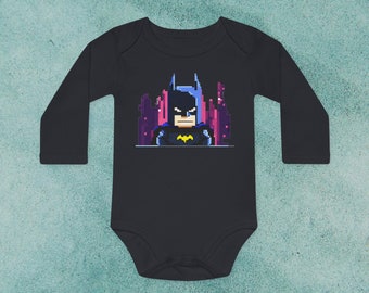 Süßer Baby-Body für Papa – Pixel Dark Knight,  perfekt zur Geburt oder zum Vatertag,  Langarm-Baby-Body  Geschenk für den zukünftigen Papa