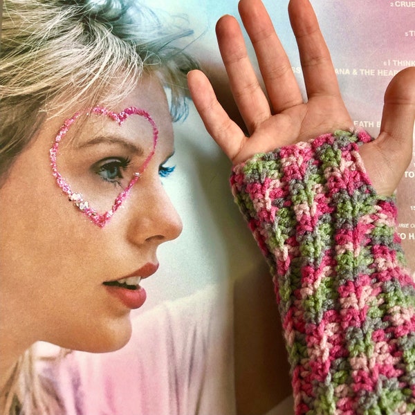 Taylor Swift “Lover” Inspired Crochet Arm Warmers/ Fingerless Gloves | Crochet Fingerless Gloves | Crochet Arm Warmers | Handmade Gloves