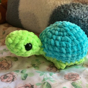 Crochet Fluffy Baby Turtle Plushie | Turtle Plush | Amigurumi Turtle | Crochet Turtle | Handmade | Chenille Turtle Plushie