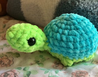 Crochet Fluffy Baby Turtle Plushie | Turtle Plush | Amigurumi Turtle | Crochet Turtle | Handmade | Chenille Turtle Plushie