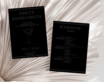 Champagne On Ice Bachelorette Party uitnodiging en reisplan, Winter Bachelorette uitnodiging en reisplan, Canva-sjablonen