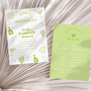 Margs & Matrimony Bachelorette Invitation and Itinerary, Fiesta-Themed Printable, Editable Template, Margarita Party Invite,Instant Download