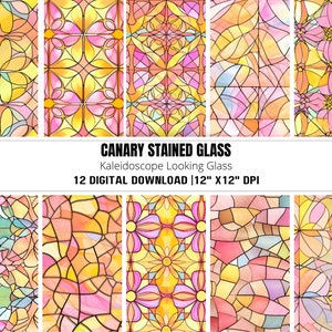 Stained Glass Digital Bundle | 12 Seamless Colorful Tile Designs | Kaleidoscope Digital | Printable Patterns | Scrapbook Papers