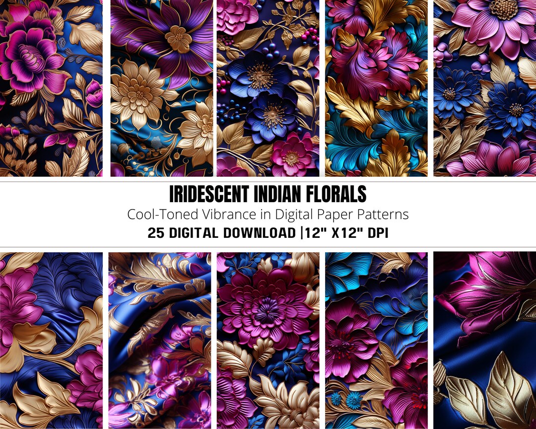 Boho Digital Paper, Seamless Background, Floral Patterns, Premade India ...