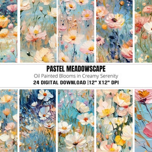 Floral Meadow, Flowers Background, Flower Digital Paper, Pastel Patterns, Wild Flowers, Spring Digital Pattern, Watercolor Tiling Pattern