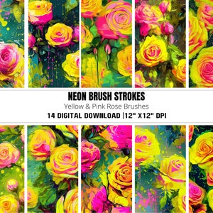 Neon Flower Digital Bundle | 16 Seamless Colorful Floral Designs | Floral Digital | Printable Patterns | Scrapbook Papers | Boho Paper