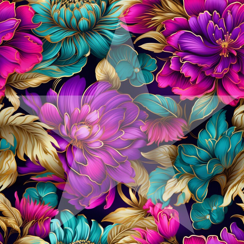 Boho Digital Paper, Seamless Background, Floral Patterns, Premade India ...