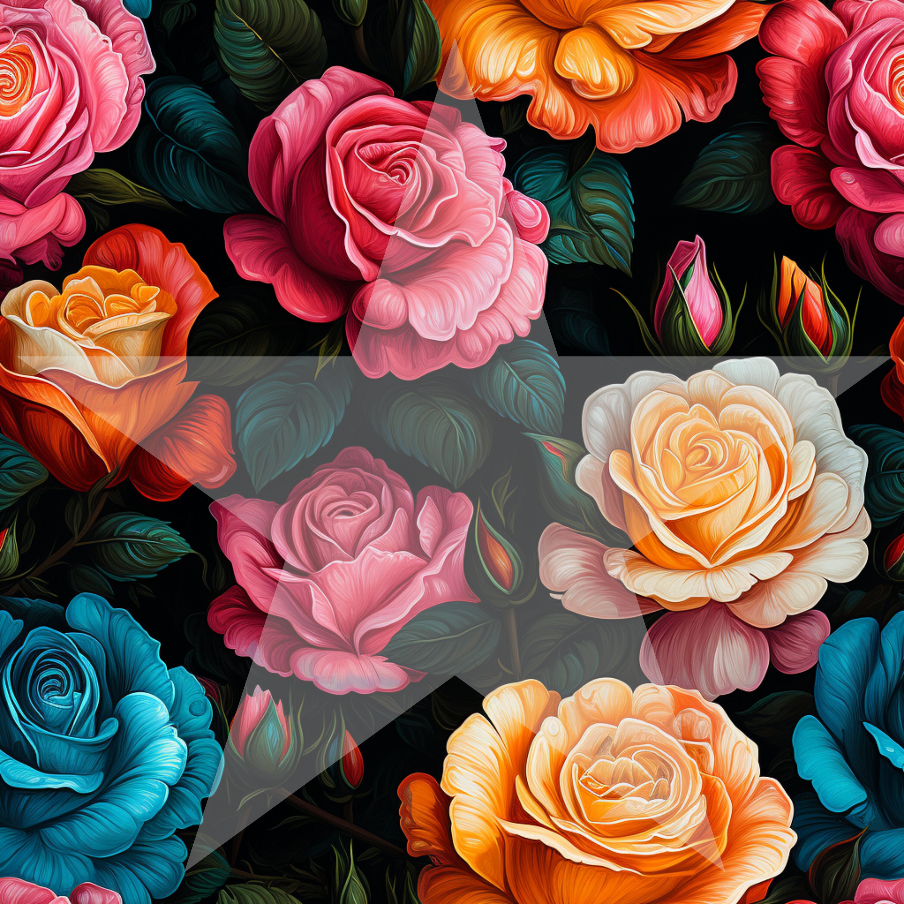 Boho Digital Paper, Seamless Background, Floral Patterns, Premade Roses ...