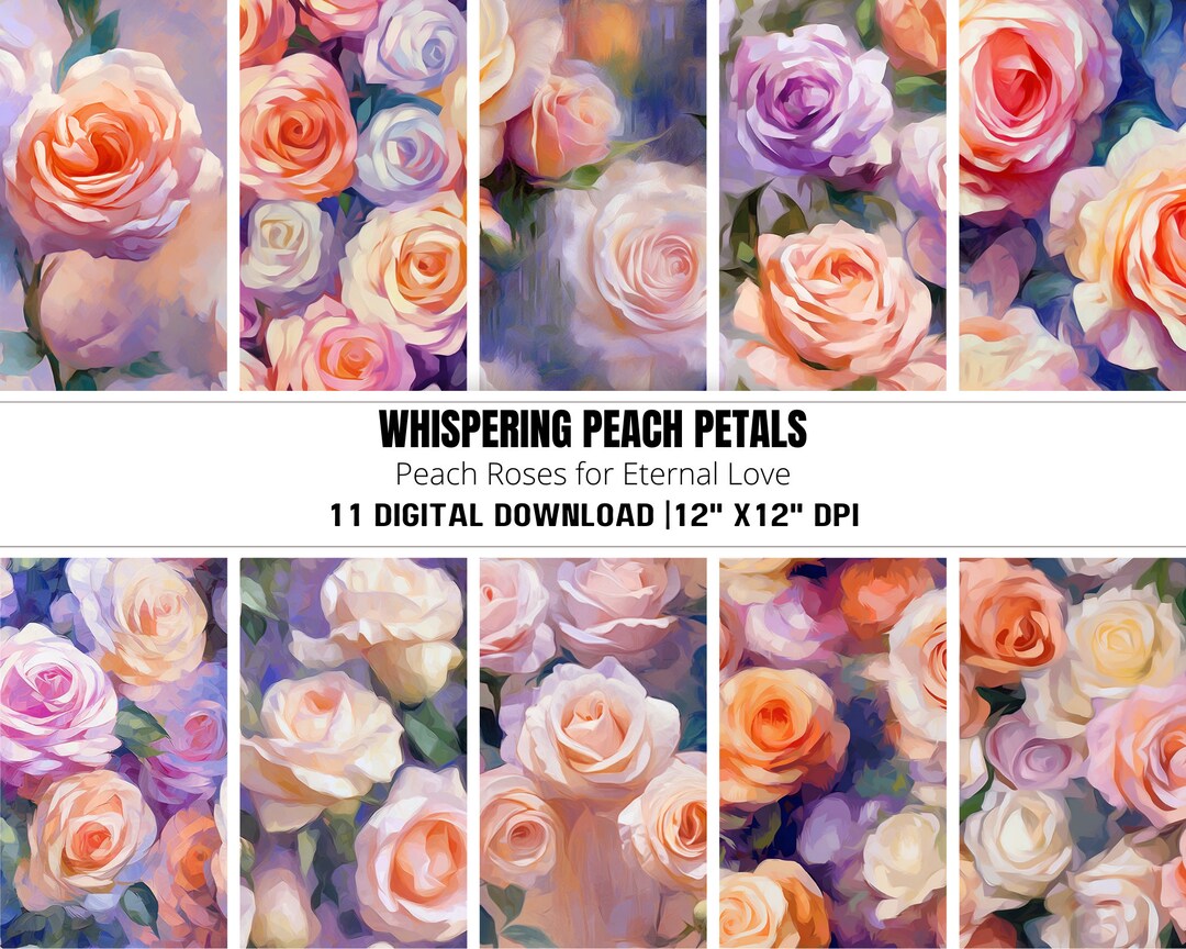 Roses Flower Digital Bundle, Pink Floral Seamless Paper, Watercolor ...