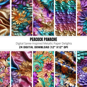 Boho Digital Paper, Seamless Background, Floral Patterns, Premade India Paper, Premade Clipart, Digital Indian Papers, Flower Digital Paper