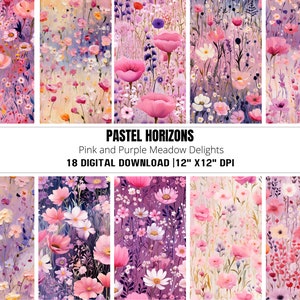 Boho Digital Paper, Seamless Background, Floral Patterns, Premade Wild Flowers, Premade Clipart, Digital Papers, Flower Digital Paper