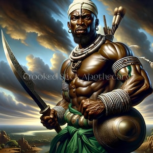 Ogun, Orisha, Yoruba, Ifá, 7 African Powers, Rootwork, Hoodoo, Voodoo, Digital Artwork, Digital Download