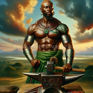 Ogun, Orisha, Yoruba, Ifá, 7 African Powers, Rootwork, Hoodoo, Voodoo, Digital Artwork, Digital Download