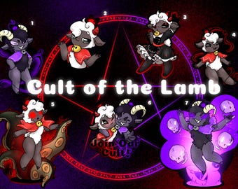 Cult of the Lamb kawaii sticker set, Lamb, Goat, adorable, cute, waterproof, laptop sticker, vibrant colors, stickers