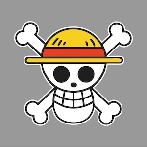 SET 4X Anime One Piece Logo Decalcomanie Vinile 4 Monkey D. Luffy Adesivo manga