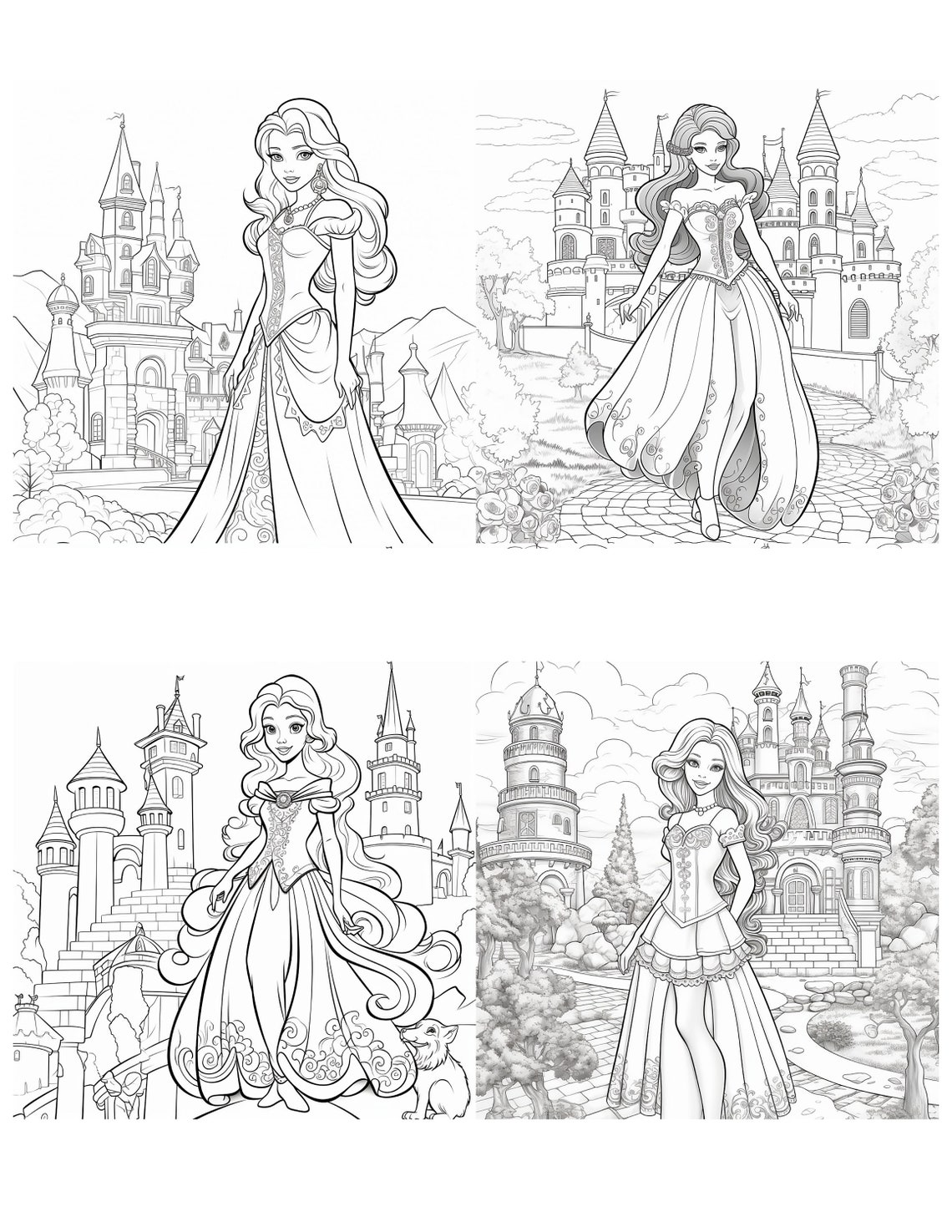 Princesses Coloring Pages, Printable Kids Coloring Pages