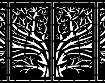 Digital Gate Panel tree of life, DXF Fence Panels, Room Divider Panel, Vector SVG and DXF Files for Laser or Plasma Cutter