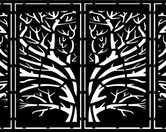 Árbol de la vida del panel de puerta digital, paneles de cerca DXF, panel divisor de habitación, archivos vectoriales SVG y DXF para cortador láser o plasma