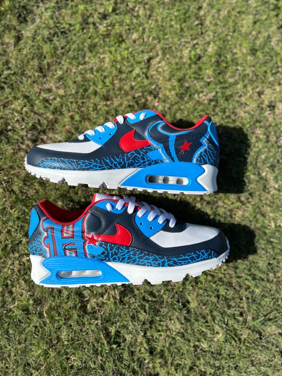 blue white red air max
