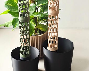 Modular Moss Pole with Drip-Watering Reservoir | Stackable Plant Stand Support with planter | BravePot